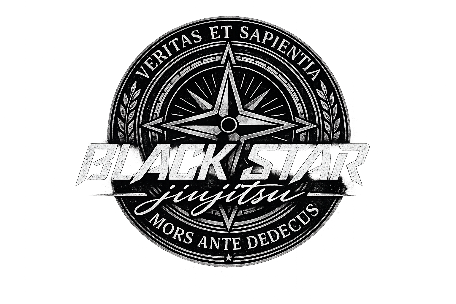 Black Star compass emblem with the phrases Veritas et Sapientia and Mors Ante Dedecus